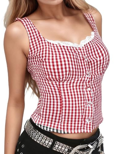 Chemise Dirndl pour Femme Oktoberfest Blouse Bavaroise Soutien Gorge Dos Nu Invisible Dirndl Chemise Oktoberfest Femme Manche Courte Blanche Deguisement Beer Tee Shirt Blanc Dentel