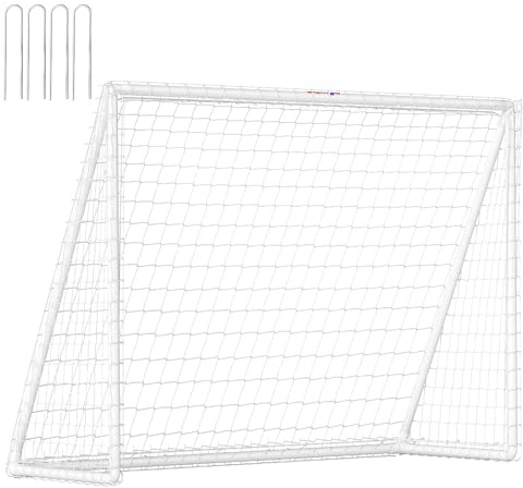 SPORTNOW Porta da calcio per ragazzi e adulti, 240 x 90 x 180 cm, resistente alle intemperie, stabile, con rete, gancio a terra, per giardino, parco, spiaggia