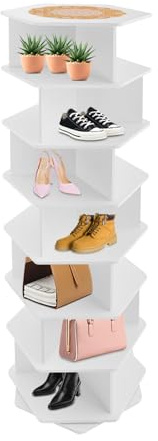 PromiseFly Étagère à chaussures rotative à 7 niveaux - Écran rotatif à 360° - Organiseur de chaussures multifonction pour chaussures, sandales, sacs, chapeaux, jouets, capacité de charge 50 kg