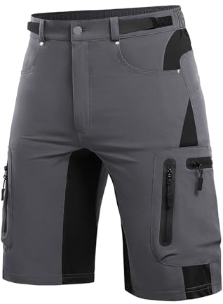 Cycorld Pantaloncini MTB Uomo, Pantaloncini Ciclismo Biciclette, Bici MTB Pantaloni Traspirante Shorts per Ciclismo (Grigio, XL)