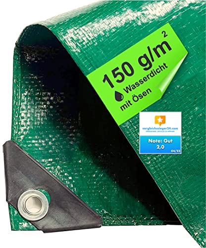 Bâche de Protection 2x2 m 200 g/m² imperméable avec œillets et Coins renforcés, idéale pour Bois et extérieur