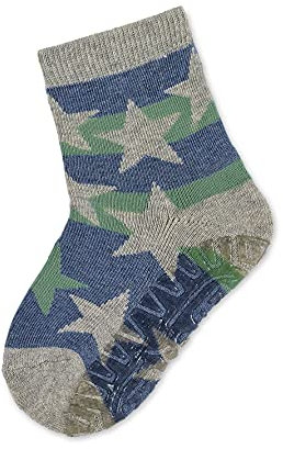 Sterntaler Baby-Jungen FLI AIR Sterne mit Ringel Hausschuh-Socken, Hellgrau Mel, 18