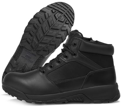 Belleville BV915Z Tactical Boot - Zip-Up Boots for Men - Slip-Resistant Tactical Shoes for Men - EVA-Cushioned Military Footwear - Zone Traction Outsole - Full-Grain Leather - Black - 11