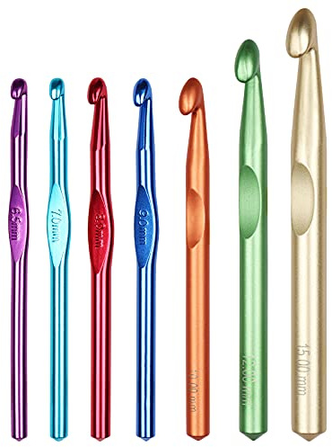 Coopay Crochet Hooks Large Sizes 6.5mm, 7.0mm, 8.0mm, 9.0mm, 10mm Larger 12mm 15mm, Chunky Crochet Hook Giant Hooks for Thick Wool Big Size Metal Hook for Bags Rugs Bulky Yarn Project Big Hook Crochet