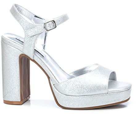 XTI 45296 Sandalia de Vestir de Mujer Plata (Silver), 39 EU (5.5 UK)