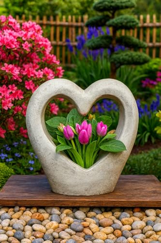 Blumenkübel in Herzform aus Beton Outdoor- oder Indoor-Pflanzgefäß für Terrasse, Garten, Haus