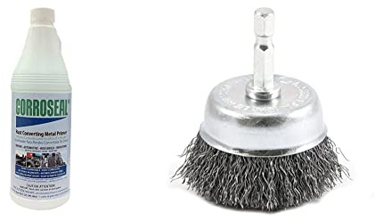Corroseal-82320 Water-Based Rust Converter Metal Primer, Rust Converter - 1 Qt & Forney 72729 Wire Cup Brush, Coarse Crimped with 1/4-Inch Hex Shank, 2-Inch-by-.012-Inch