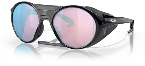 Oakley Clifden OO9440 944002 56MM Polished Black/Prizm Snow Sapphire Iridium Round Sunglasses for Men+ Bundle Accessory Leash Kit, Microfiber Pouch