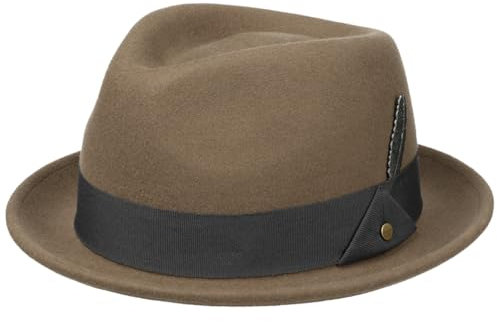 Stetson Vencaster Player Wollhut Einfarbiger Filzhut 100% Wollfilz Wasserabweisend Unisex Herbst Winter braun L (58-59 cm)