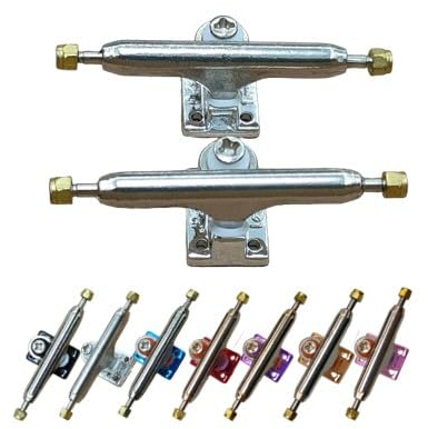 Leefai Pro Fingerboard Trucks (Achsen) 34mm G3 Inverted Style- Pro Mini Finger Skateboard Truck with Single Axles and Pivot Cups-7 Baseplate Color (Silber, 34 mm)
