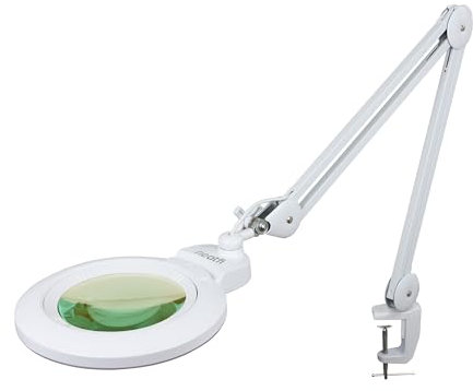 Neatfi XL Bifocals Lámpara de Lupa súper LED de 1600 lúmenes, Doble Aumento 5D/20D, 4 Niveles de Brillo, 3 Modos de luz, Regulable, 16 W, 84 Piezas LED SMD (CCT con Abrazadera, Blanco)