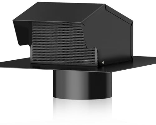 Hon&Guan 10 Inch Roof Exhaust Vent Cap - Heavy Duty Galvanized Steel Roof Vents for Houses, with Damper, for Home Ventilation System - Black