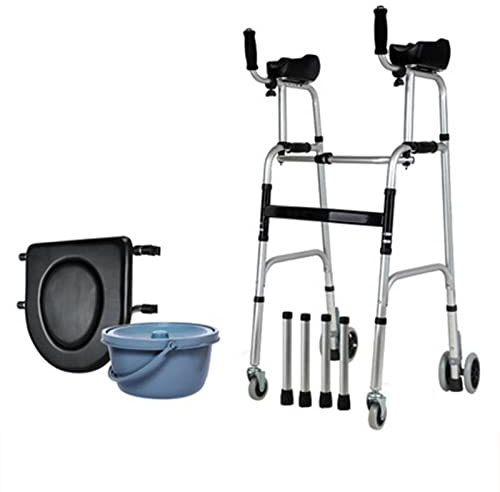 Aide à la Marche pour Adulte, Support d'avant-Bras pour Marcheur Droit, Cadre de Marche à roulettes, Roues et siège Pliables légers, Assistance réglable pour Marcheur, Aide à la Marche pour