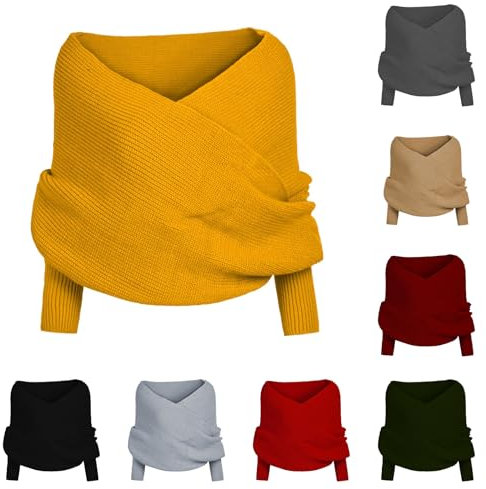 Pullover Schal Mit Ärmeln - Winter Warm Gestrickte Plus Size Damen Stricken Wickelschal Sweater Mit Handschuhe - Mode Winterschal Für Alle Damen Und Frauen