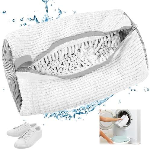 Bolsas para zapatos lavadoras, 1 unidad, antideformación, reutilizables y resistentes, ropa interior, zapatillas de malla para zapatillas de deporte (blanco)
