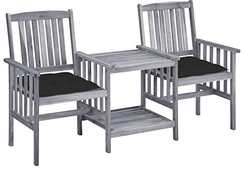 Xichuzi Gartenstühle mit Teetisch und Kissen Massivholz Akazie, Gartenmöbel, Balkonstühle, Hochlehner, Balkonmöbel, Bistrostuhl, Garten Stühle, Sit Möbel, Armlehnenstuhl - 3061324