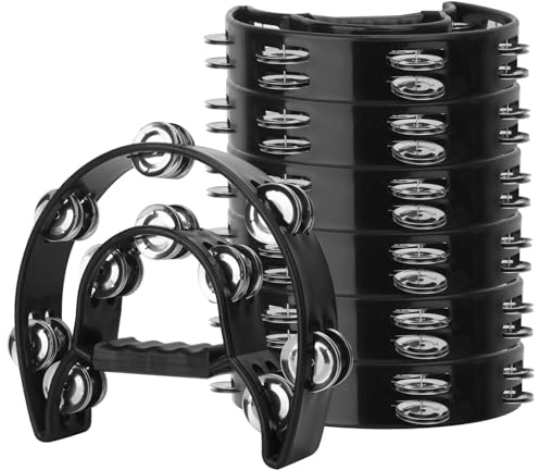 IHDYPPEW 7 Pack Double Row Tambourine β 9.06 inch Professional Handheld Tambourine 20 Metal Jingles, Half Moon Musical Tambourines, Plastic Tambourines for Adults, Music Lovers and Performers