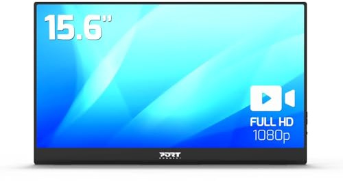 Port Connect - Schermo touch LCD Full HD USB-c 15,6 pollici, colore: Nero