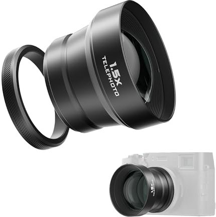 Freewell 1.5X Teleobjektiv Kompatibel mit Fuji X100VI X100V, Verbesserter Zoom und leichtes Design (schwarz)