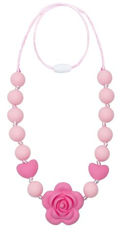 RUIOMII Collana Dentizione Neonato con Fiori, Chewy Tube in Silicone, Compagno da Masticare per Autistici ADHD, Autismo, Necessità di Mordere, Motricità Orale, Strumento per I Giochi di Bocca