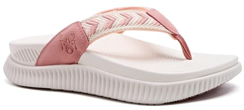 KuaiLu Womens Orthotic Flip Flops with Arch Support Cushion Recovery Sandal | Slip On Yoga Mat Walking Plantar Fasciitis Thong Sandles，Comfortable Summer Ladies Trendy Beach Pool Outdoor Sandalias