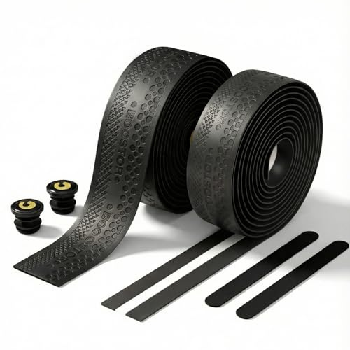 BOOSTOR Fahrrad Lenkerband Rutschfest und Stoßdämpfend Lenkerband Rennrad Griffband Selbstklebend Mountainbike/Gravel Fahrrad Handlebar Tape Schwarz 2200X30X3MM 2x Klebestreifen