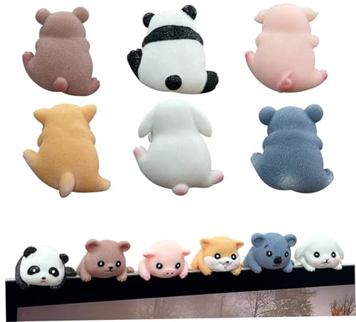 Peosaard Décoration de Moniteur, décor de Moniteur d'ordinateur 6 pièces, Figurine d'animal Dessin animé, Figurines Mignonnes, Mini Figurines Bureau, décor PC en résine, pour écran contrôle Centra