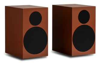 Tone Speaker S - Coppia di altoparlanti da scaffale, Bassreflex, cassa in MDF, griglie Flush, connettori dorati, realizzati a mano in Europa (rosso)