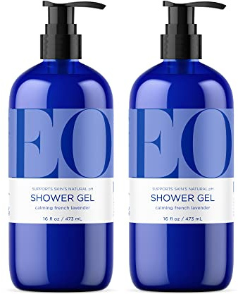 EO Shower Gel Body Wash, 16 Ounce (Pack of 2), Lavender, Organic Plant-Based Skin Conditioning Cleanser with Pure Essentials Oils