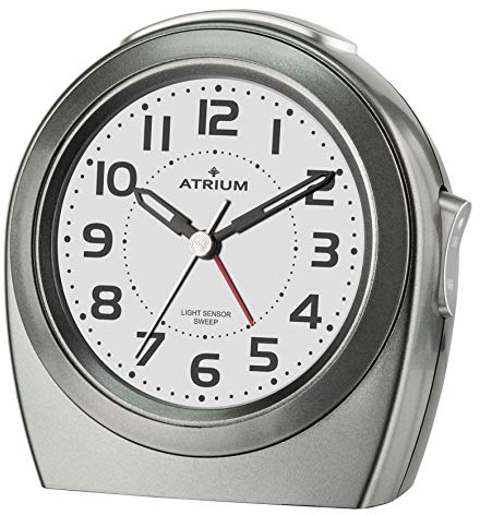 ATRIUM Wecker Analog Quarz ohne Ticken mit automatischem Nachtlicht und Snooze Anthrazit Silber Grau A451-4