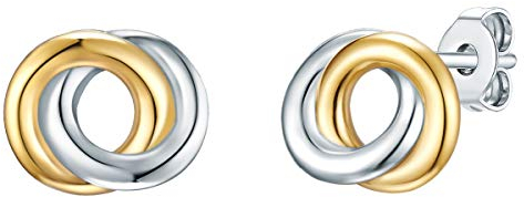 Rafaela Donata Damen Ohrstecker aus 925/-Sterling Silber gelbvergoldet -bicolor Kreise zweifarbig