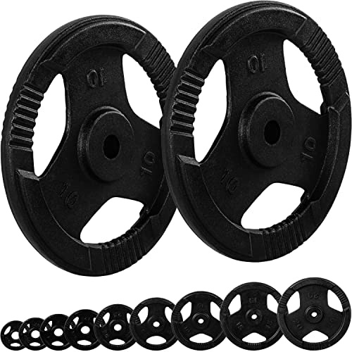 MOVIT Dischi Pesi - in Ghisa, Set a Scelta da 0,5 a 20 kg, Foro 30/31 mm, Tri-Grip Impugnatura - Piastra per Bilanciere, Manubri, Disco del Piatto del Peso per Palestra, Fitness, Allenamento Casa