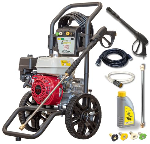 WASPPER Petrol Pressure Washer 3200 PSI, Petrol Jet Washer with Honda GX200, 196cc Engine, Model W3200HA, Heavy Duty High Pressure Cleaner for Driveway, Patio & Car