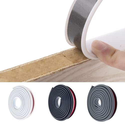 Esufeir 2m*20mm White U Shape TPE Rubber Furniture Edge Banding Self Adhesive,Flexible Plastic Veneer Wood Edging Tape Protector Trim for Cabinet,Cupboard,Shelf,Table,Chairs,MDF,Plinth Sealing Strip