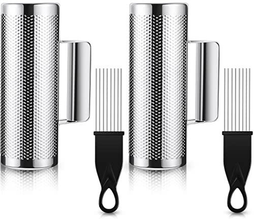 Kathfly 4 Pcs Guiro Instrument Metal Stainless Steel Musical Latin Percussion Shaker with Scrapers for Live Performance(3 x 8 Inch)