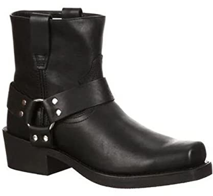 GATURA Stivali da Cavaliere da Uomo Stivaletti Vintage in Finta Pelle PU Punta Tonda Tacco Grosso Stivali da Cowboy Occidentali Stile Steampunk Stivali Corti da Uomo Stivali,Nero,44