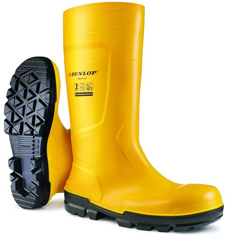 DUNLOP Work-It S5 – Bottes de travail pour hommes et femmes - Bottes de sécurité – Imperméable - PVC - Embout en acier - Antidérapant – Jaune – Pointures 41
