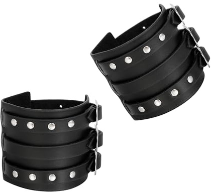 Manfnee Bracciale in pelle PU a fascia per uomo e donna, bracciali in pelle larghi, bracciale punk con borchie, gioielli gotici, Adjustable: 19.5-24.5 cm, Pelle sintetica Zinco, Non pietra preziosa