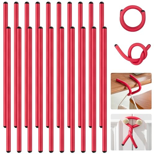 Ninehaoou 20 Pcs 17 Inch EVA Foam Twist Rubber Ties Reusable Bendable Cable Tie Straps Flexible Heavy Duty Twisty Ties for Organizing Cords Bundling (Red)