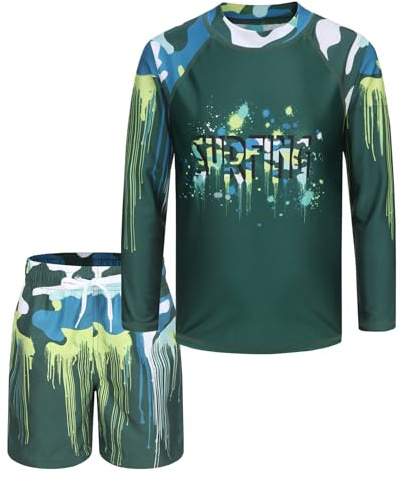 Aisyee UV Shirt Kinder Badehose Jungen Badeanzug Set 146 152/11-12 Jahre