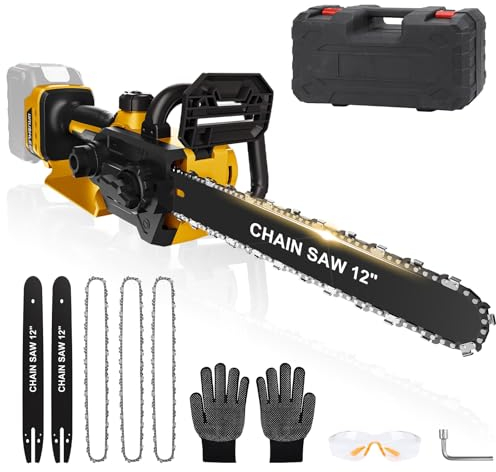 Tronçonneuse sans fil compatible avec Dewalt 20 V 18 V (sans batterie), tronçonneuse électrique, 30 cm, tronçonneuse à élagueuse, serrure de sécurité, lubrificateur automatique, scie à chaîne,