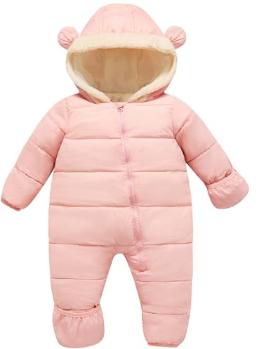 BFUSTYLE Baby Girls Snowsuit 0-3 Months Clothes Newborn Boy Puffer Jacket Pink Infant Boys Winter Coat With Hood 3 Months Snow Suits