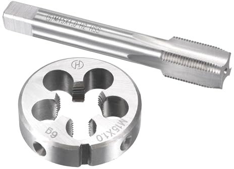 TOP-VIGOR M15 x 1mm Metric Tap and Die Set, Machine Thread Screw Tap with Round Threading Die, Heavy Duty Tap & Die Kit for DIY, Repair, Cutting External and Internal Thread