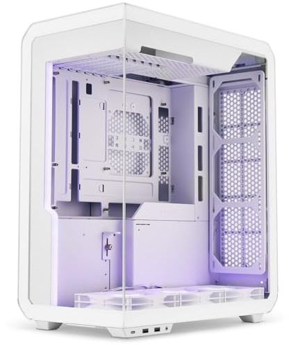 Ssupd Xhuttle PC-hölje vitt | ATX midi-torn med RGB, härdat glas, plats för upp till 10 fläktar, radiatorer upp till 360 mm, grafikkort upp till 370 mm