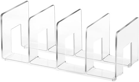 heavenlife 4 Slots Magazine File Holder Plastic Acrylic, Acrylic Desktop Paper Sorter, Magazine Rack File Desktop Storage Organiser, Bookshelf Lever Arch Filing Rack, for Book, Binder (Transparent)