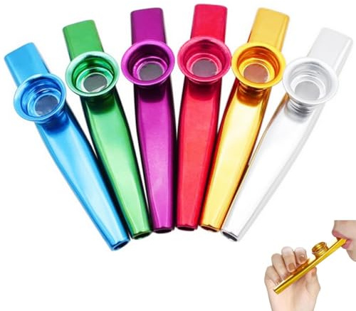 ZHjuju 6Pcs Metal Kazoos Multipack - Multi-Color Musical Instruments for Guitar, Ukulele, Violin & Piano Accompaniment Portable Mini Kazoos for Kids & Music Lovers,6 Assorted Colors