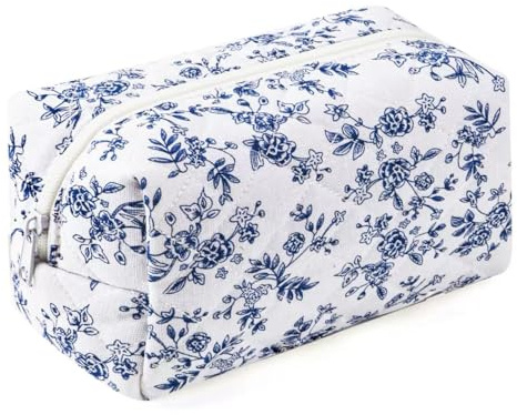 MZLUWM Floral Makeup Bag,Floral Quilted Make Up Bag,Large Cosmetic Bag,Fashionable Travel Makeup Pouch, Cute Portable Storage Bag,Puffy Coquette Makeup Bag, Attractive Quilted Pouch