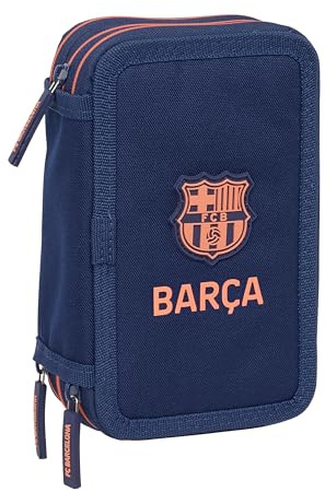 F.C.BARCELONA Trousse scolaire avec 37 outils inclus, trousse pour enfant, idéale pour les enfants de 5 à 14 ans, confortable et polyvalente, qualité et résistance, 12,5 x 5,5 x 19,5 cm