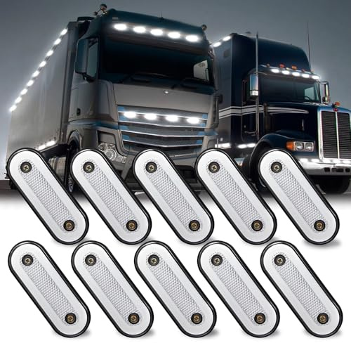 KaiDengZhe Luce di Posizione Laterale, 10 PZ Bianco Luci di Ingombro Laterali a LED 12-24 V Luci di Segnalazione Laterali IP68 Impermeabili per Rimorchi Furgoni Roulotte Camion Autocarri e Auto