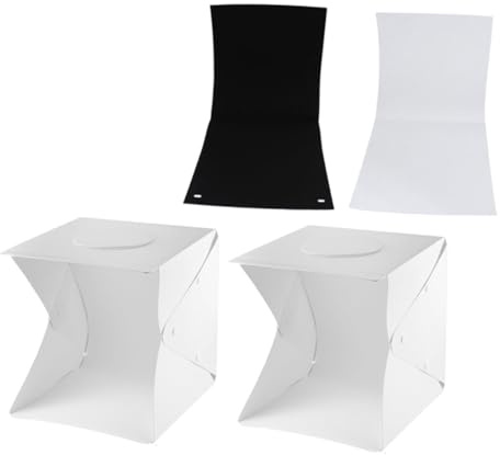 Operitacx Boîte Lumineuse Photo Portable 30cm avec Éclairage LED Double Barre, Fonds Noir et Blanc Inclus, Kit Studio Photo pour Bijoux et Petits Objets, Tente D’éclairage Polyvalente